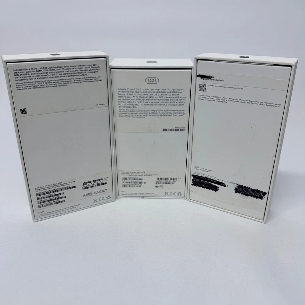 Apple iPhone Empty Box Lot iPhone 15 256GB iPhone 11 64GB iPhone 7 32GB Black